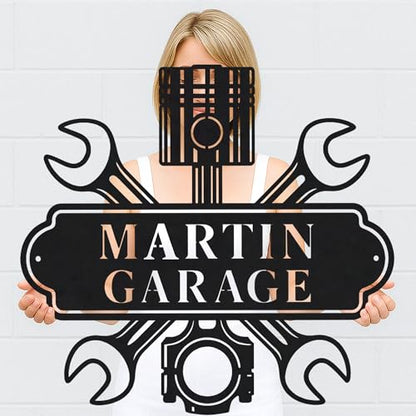 Custom Garage Workshop Metal Sign Personalized Tool Name Wall Art for Car Truck Mechanic Shop Decor Durable Steel Sign for Dad Husband Men’s Auto Workspace or Fence
