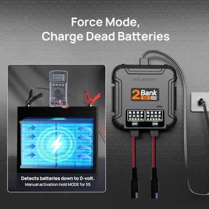2 Bank Marine Battery Charger 5X2