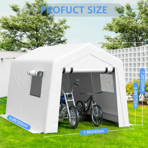 8x10 FT Enclosed Carport with Roll