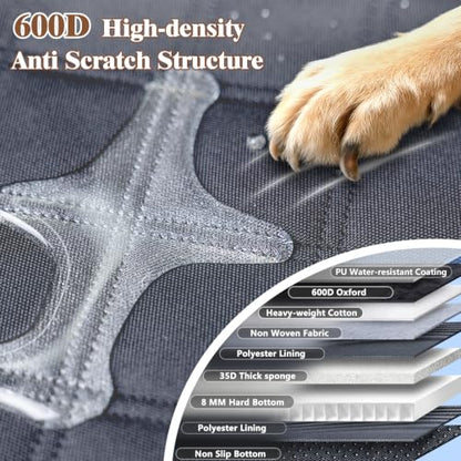 V2 New 600D Hard Bottom Car Seat Cover Extender Hammock for Dogs