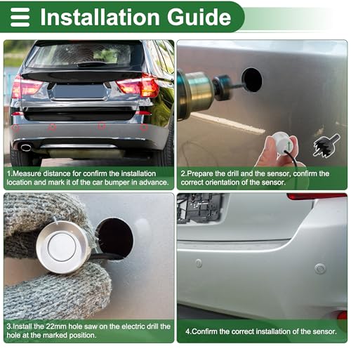 Universal Car Auto Vehicle Reverse Backup Radar System Reverse Parking Sensors Alarm Buzzer Reminder Distance Detection White 2 Pcs Parking Sensors