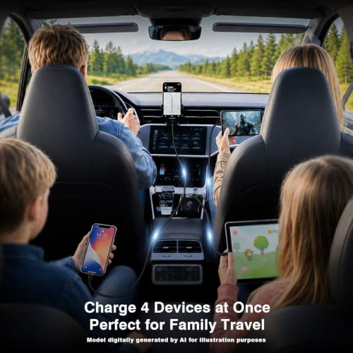 Retractable Car Charger USB C Fast Charging 120W