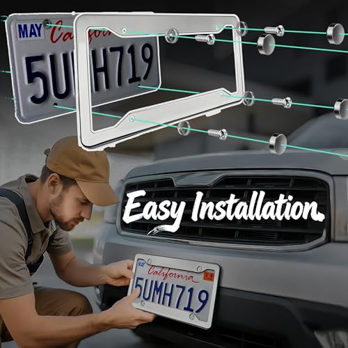 Premium Chrome License Plate Frames with 2 Anti