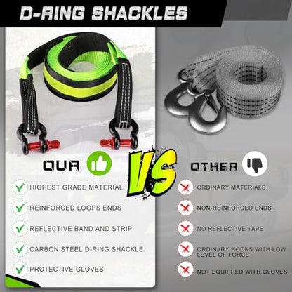 Tow Strap Heavy Duty with Hooks (2 Count)
