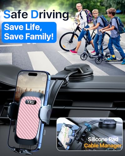 2026 Ultimate Car Phone Holder Mount [Bendable & Adjustable Aluminum Arm] Cell Phone Holder for Car Dashboard Windshield Phone Stand for iPhone 17 16 15 14 Pro Max Samsung Pickup Truck
