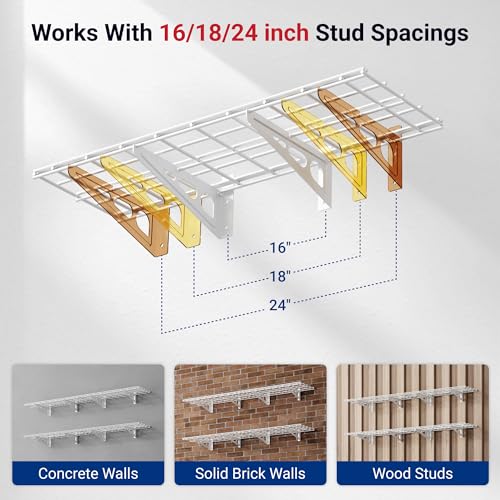 12-inch-by-72-inch Wall Shelf Garage Storage Rack Wall Mounted Floating Shelves,1x6ft,White, 2-Pack, Classic Series (2 Count)