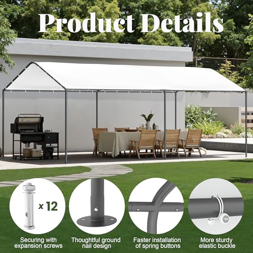 Carport 10‘ x 20’ Garage Car Canopy w