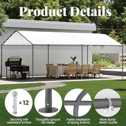 Carport 10‘ x 20’ Garage Car Canopy w