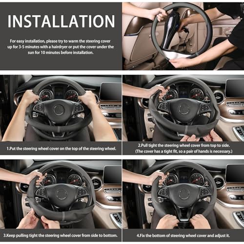 Breathable Car Steering Wheel Cover 15 inch Auto Universal Leather Wrap Non