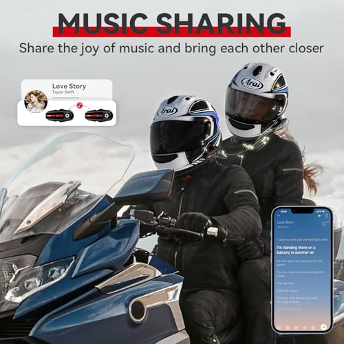 Motorcycle Helmet Bluetooth Headset Intercom Communication Systems Dual Chip V5.4 (2 Count)