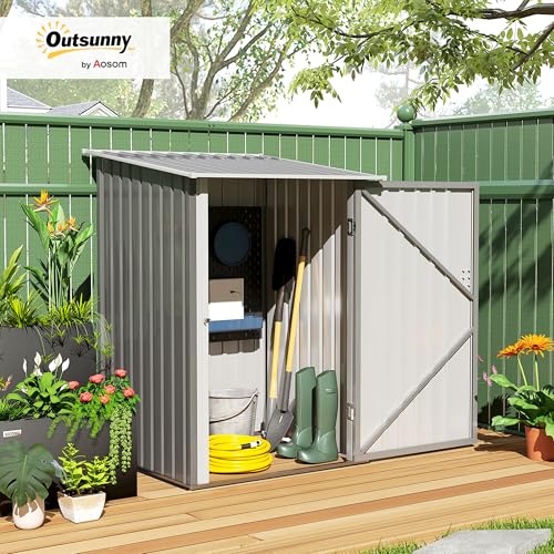 3.3' x 3.4' Outdoor Storage Shed Sloping Roof Lockable Door Gray
