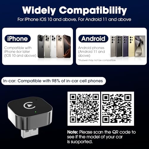 Wireless Carplay Adapter & Android Auto 2026 Upgrade Wired CarPlay to Wireless