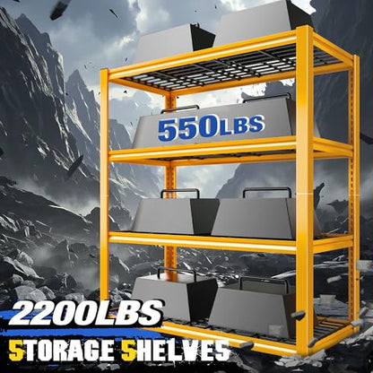 40" W Yellow Garage Shelving with Double (3 Count)