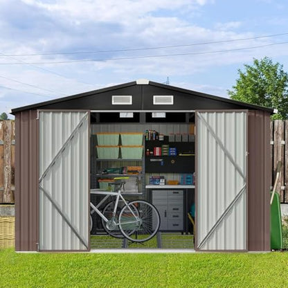 9.8x7.6 FT Shed Outdoor Storage Shed with Base