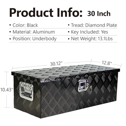 30in Aluminum Truck Bed Tool Box With Handle Lock Keys