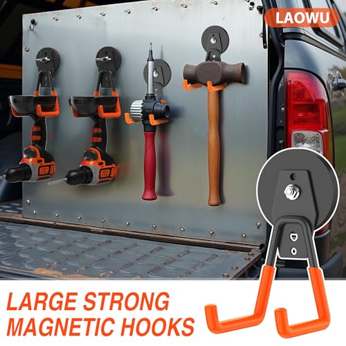 6Pcs Heavy Duty Storage Magnetic Utility Hooks Large Garage Strong Extra Magnet Hooks Hanger with Anti (6 Count)