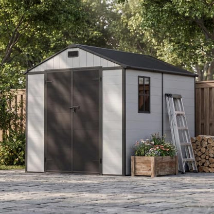 8x8 FT Resin Outdoor Storage Shed with Floor