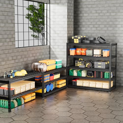 5 Tier 60”W x 20”D x 78”H Heavy Duty Metal Garage Shelving Units 3300LBS Metal Storage Rack Adjustable Industrial Storage Shelves 60 Inch Shelf