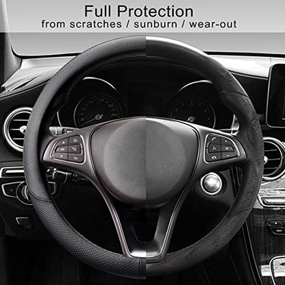 Breathable Car Steering Wheel Cover 15 inch Auto Universal Leather Wrap Non