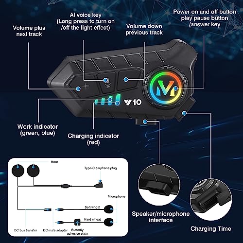 Motorcycle Helmet Speakers High Battery Life Helmet Headset (2 Count)
