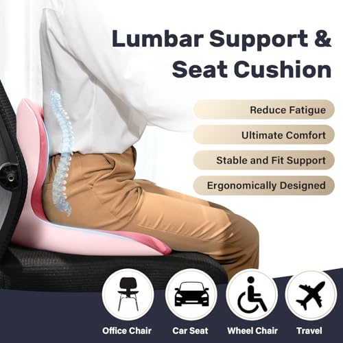 Car Seat Cushion and Lumbar Support Pillow One Piece