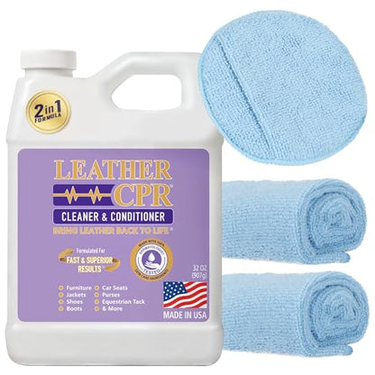 Cleaner & Conditioner Kit with Applicator Sponge and Two Towels (32 Ounce)