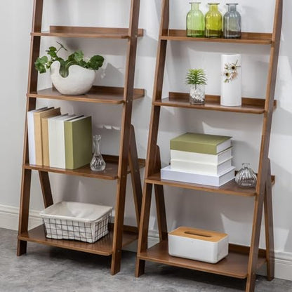 Bamboo Ladder Shelf Bookcase (4 Count)