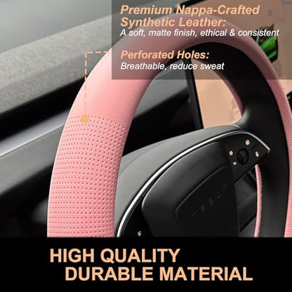 Nappa Leather Steering Wheel Cover for Tesla Model Y