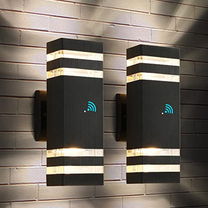 2 Pack Dusk to Dawn Outdoor Wall Lights Modern Black Up Down Porch Lights (2 Count)