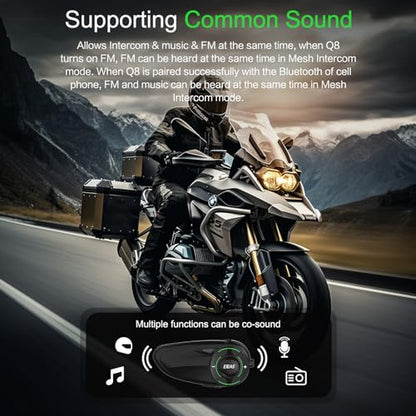Q8 2PC Motorcycle Bluetooth Headset (2 Count)