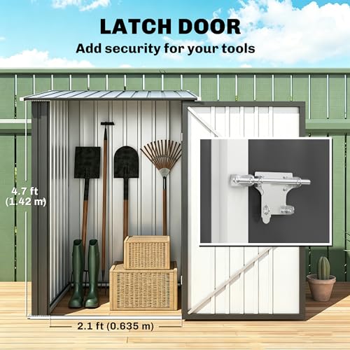 3.3' x 3.4' Outdoor Storage Shed Sloping Roof Lockable Door Gray