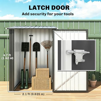 3.3' x 3.4' Outdoor Storage Shed Sloping Roof Lockable Door Gray