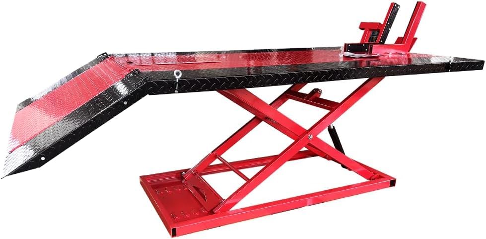 1500lbs Motorcycle Lift Side Extension Motorcycle Jack Table Pedal Hydraulic Pump Lift Table KT