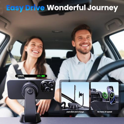 Upgrade [Qi2 Certified] 15W for MagSafe Wireless Car Charger Mount