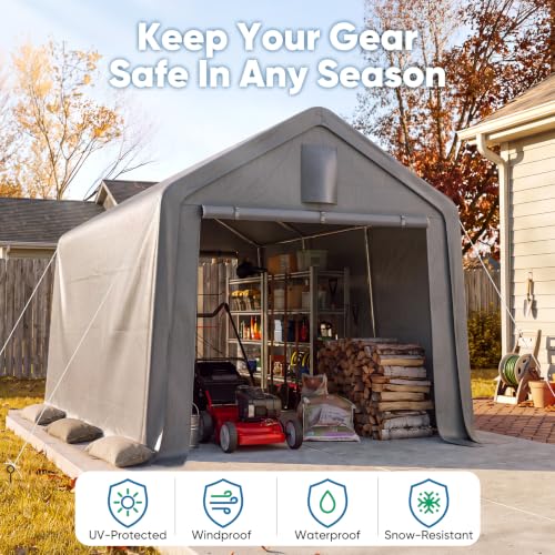 10x15FT Carport Shelter Large Storage Shed with Roll