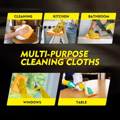 Yellow Microfiber Cleaning Cloths 12 Pack (12 Count)