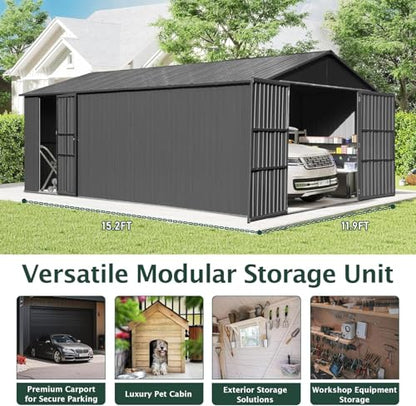 Domi 12'x25' Outdoor Metal Garage Shed