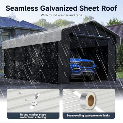 12x20 FT Heavy Duty Metal Carport with Removable Sidewall