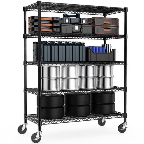 53" W Garage Shelving 5 Tier Industrial 2200LBS Metal Shelving Units for Commercial