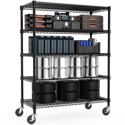 53" W Garage Shelving 5 Tier Industrial 2200LBS Metal Shelving Units for Commercial