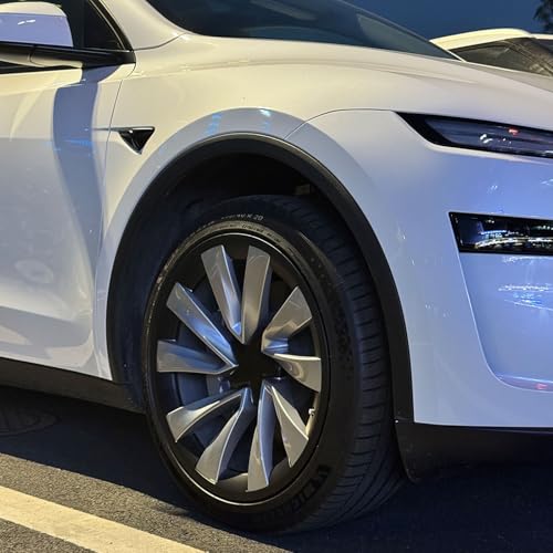 for Tesla Model Y 20 Inch Helix Wheel Rim Protector Hubcaps Helix Wheels Rim Cover Tire Trim Rings Matte Black 4Pcs Model Y Accessories (4 Count)