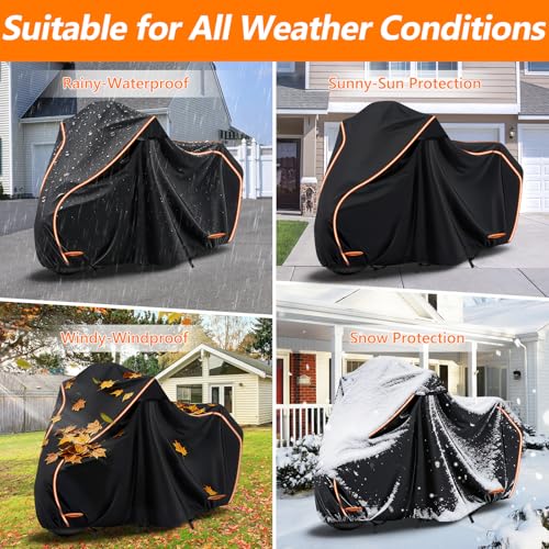 420D Cotton Lining Waterproof Motorcycle Cover for Harley Davidson Cruiser