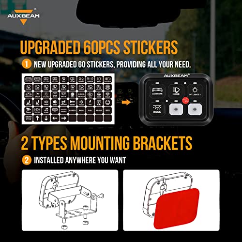 6 Gang Switch Panel BC60 Universal Circuit Control Relay System Automatic Dimmable LED Switch Pod Touch Control Panel Switch Box for Car Truck Pickup Boat UTV SUV