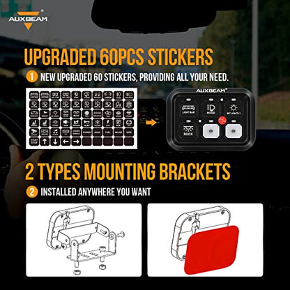6 Gang Switch Panel BC60 Universal Circuit Control Relay System Automatic Dimmable LED Switch Pod Touch Control Panel Switch Box for Car Truck Pickup Boat UTV SUV