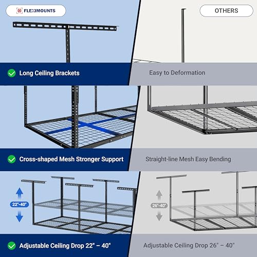 3x8 Overhead Garage Ceiling Storage Rack Organization