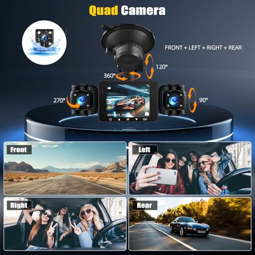 4 Channel 2.4 Inch 1080P Dash Cam Front and Rear Inside Left Right