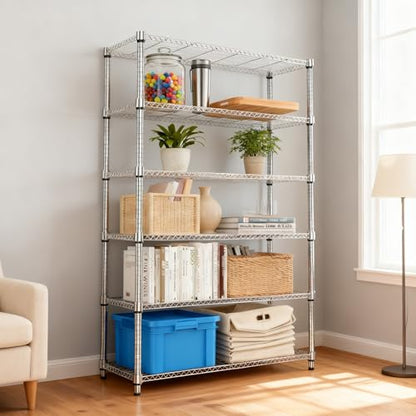 2100LBS 47.2" W 6 Tiers Shelf Storage Shelves Metal Shelving Unit Heavy Duty Garage Shelving Adjustable Wire Shelves for Pantry