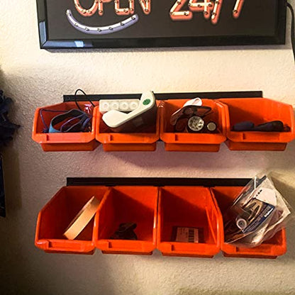 8 Bin Wall Mounted Plastic Storage Bins Hanging Organizer Bins