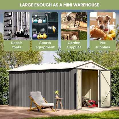 8 x 12 FT Metal Storage Shed for Outdoor