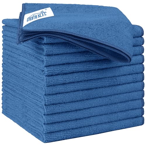 Lake Green Microfiber Cleaning Cloth 12 Pack 12.5 x 12.5 inch Microfiber Towels for Cars Ultra Absorbent Car Washing Cloth Lint Free Streak Free Cleaning Rags for Car (12 Count)